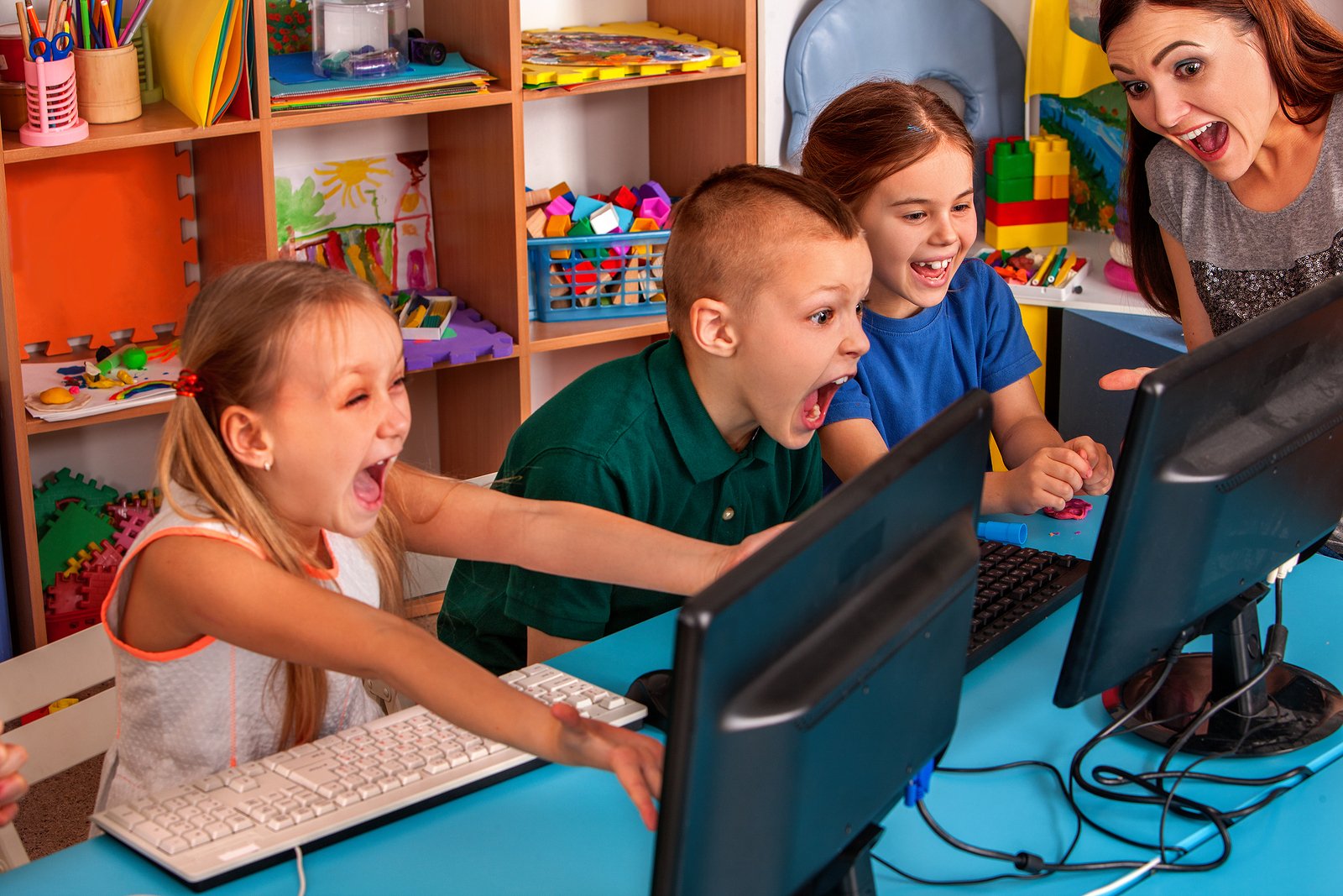 Children computer class us for education and video game